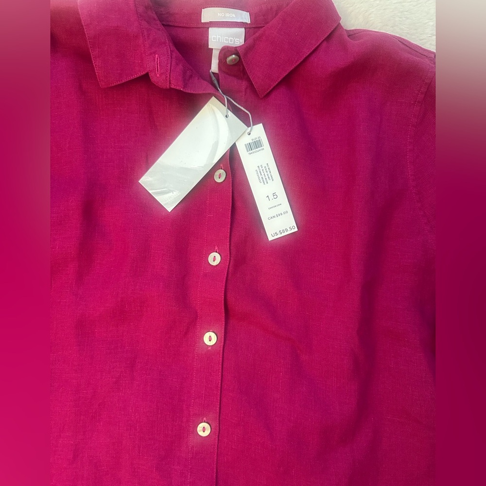 Chico’s Button Down Linen Shirt Size US 10/M 1.5 - Picture 8 of 11